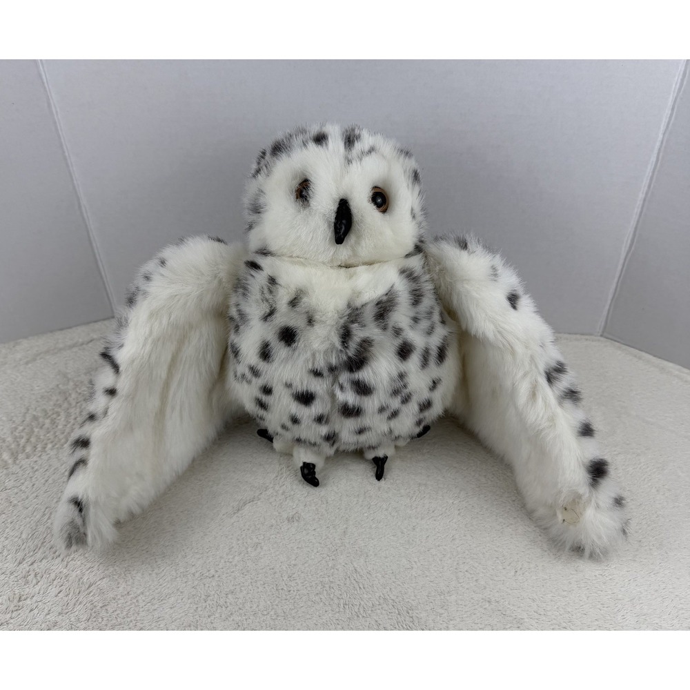Folkmanis Snowy Owl Plush Full Body‎ Hand Puppet Rotating 360 Head White Spotted